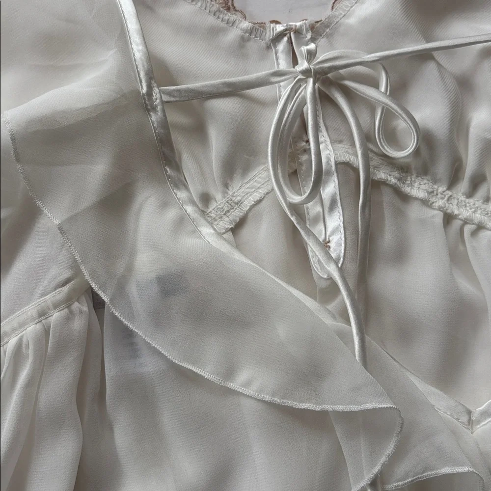 Vintage Y2K Princess Slip Dress White Renaissance Girly 90 L New Fairy Romantic - Picture 14 of 16